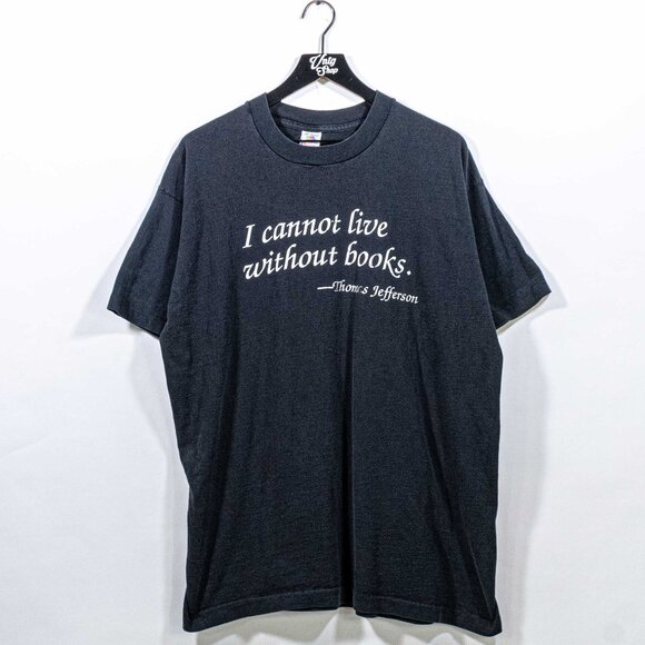 Thomas Jefferson I Cannot Live Without Books T-Shirt XL VTG 90s Philosophy - Picture 1 of 6